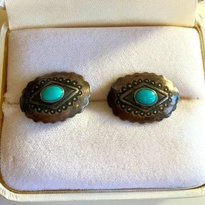 Vintage Native American Sterling and Turquoise earrings, screw backs
